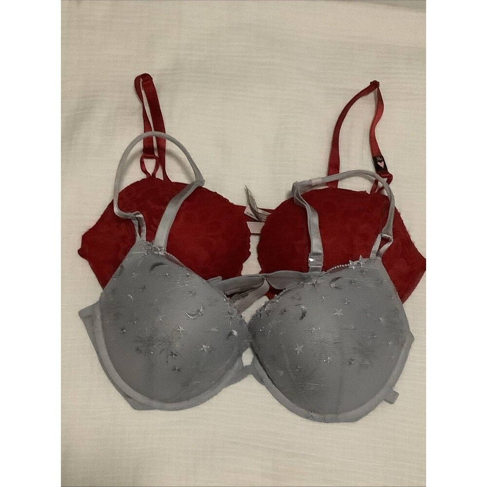Victoria's Secret BOUNDLE OF 2  RED/LIGHT BLUE Lace Push Up Bra Size 38C  NWT